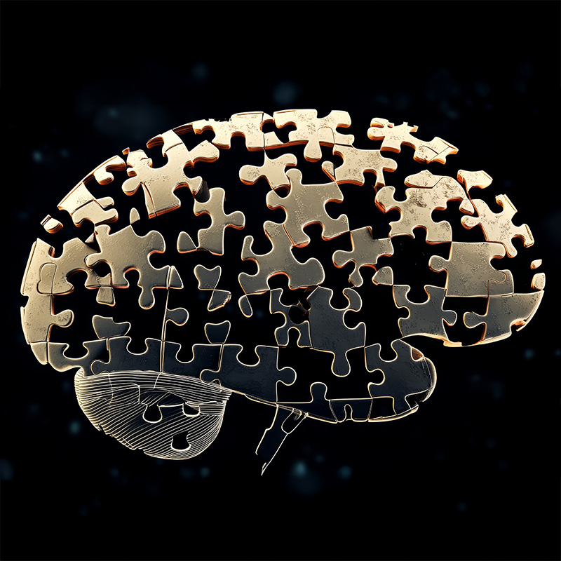 evidence_based_personalized_approach Gold brain with puzzle pieces